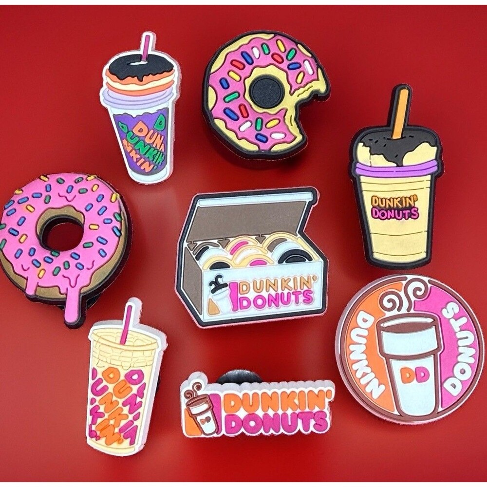 Dunkin Donuts 8 Charms -Cute Coffee Accessories For Crocs Bracelets Tote Bags